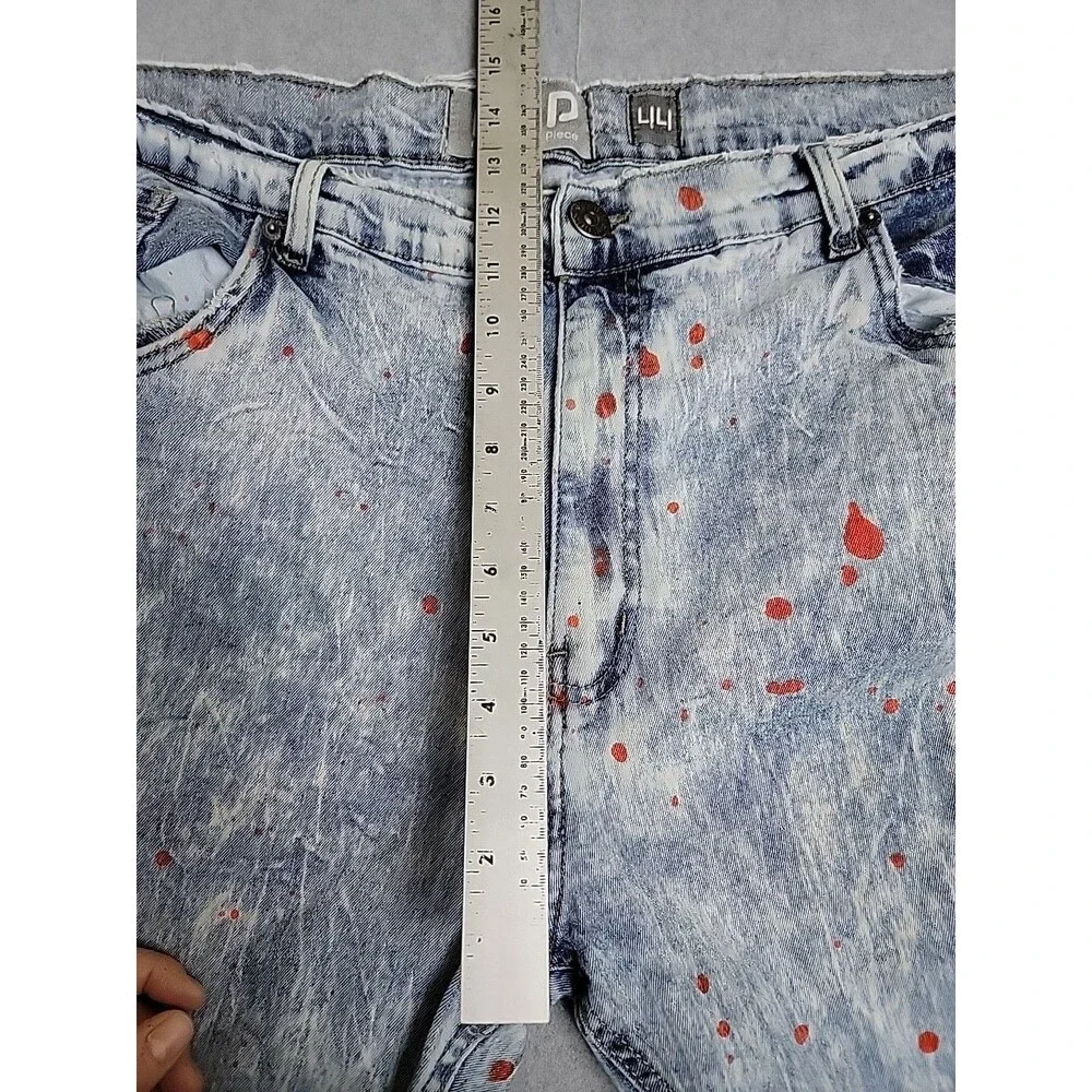 Another Hype Piece AHP Jeans Mens 44‎ 46x33 Blue Paint Stretch Distressed Y2K